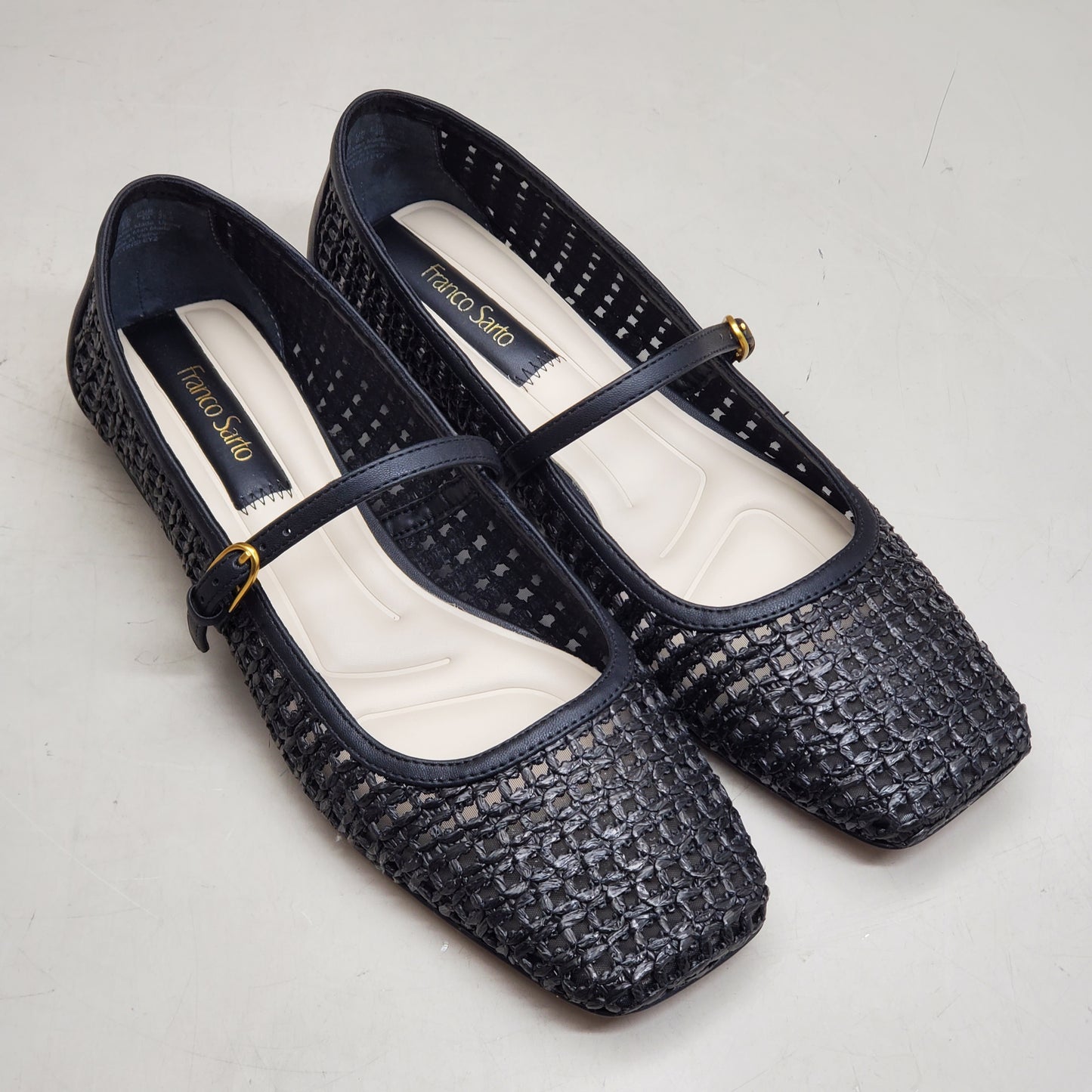 FRANCO SARTO L-Tinsley Mary Jane Women's Flat SZ M 6 Black