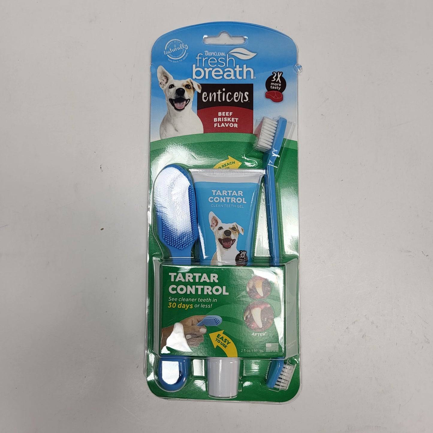 ZA@ TROPICLEAN (3 PACK) Fresh Breath Pet Enticers Smoked Beef Brisket Flavor 2 oz