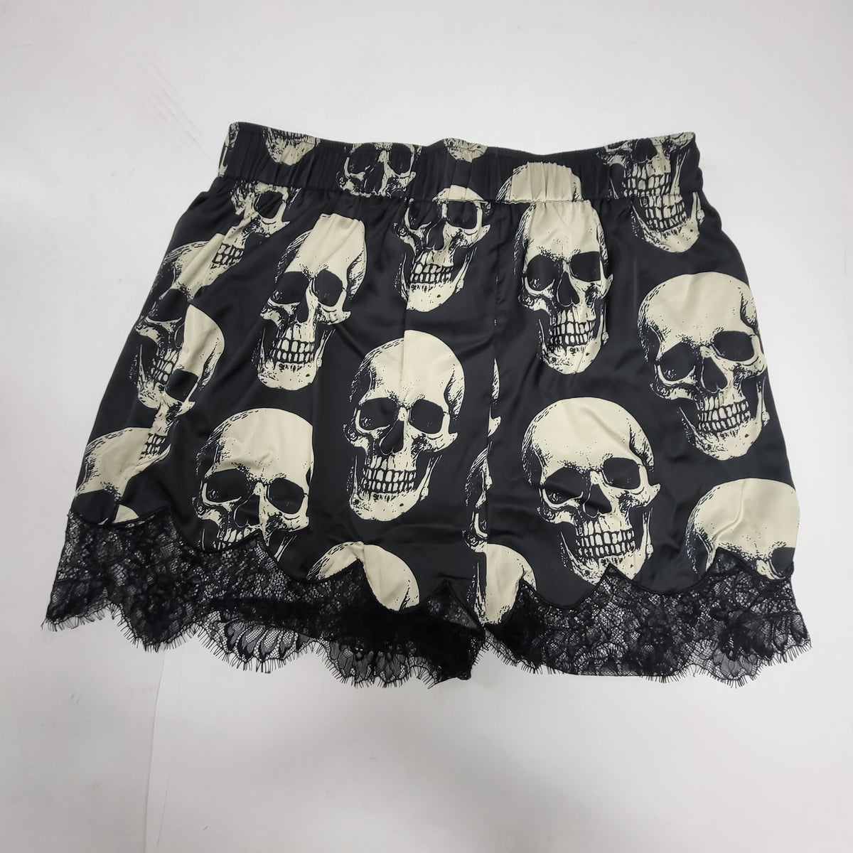 DRESSED IN LALA Bad to the Bone Lace Edge Satin Bloomer Shorts 3XL Black