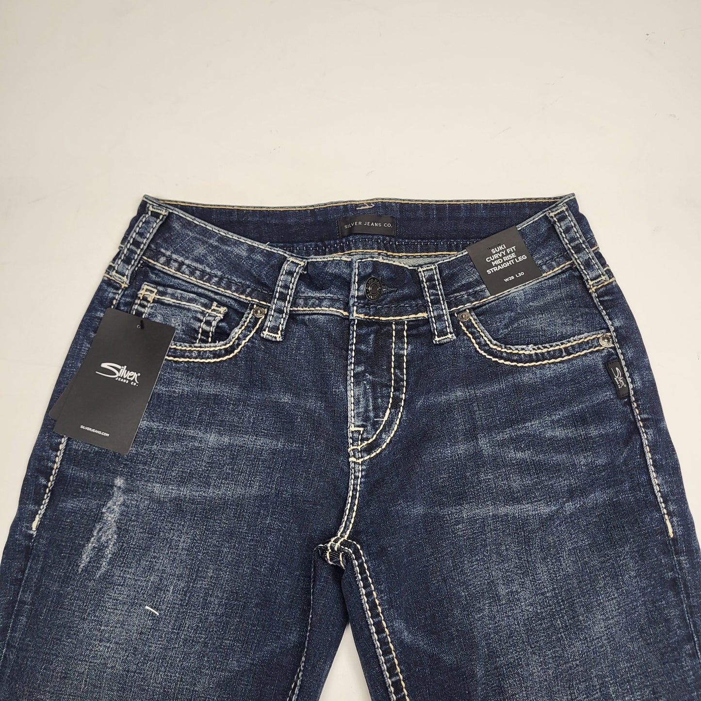 SILVER JEANS CO. Suki Curvy Fit Straight Leg 33/32 Indigo L93413SDI349