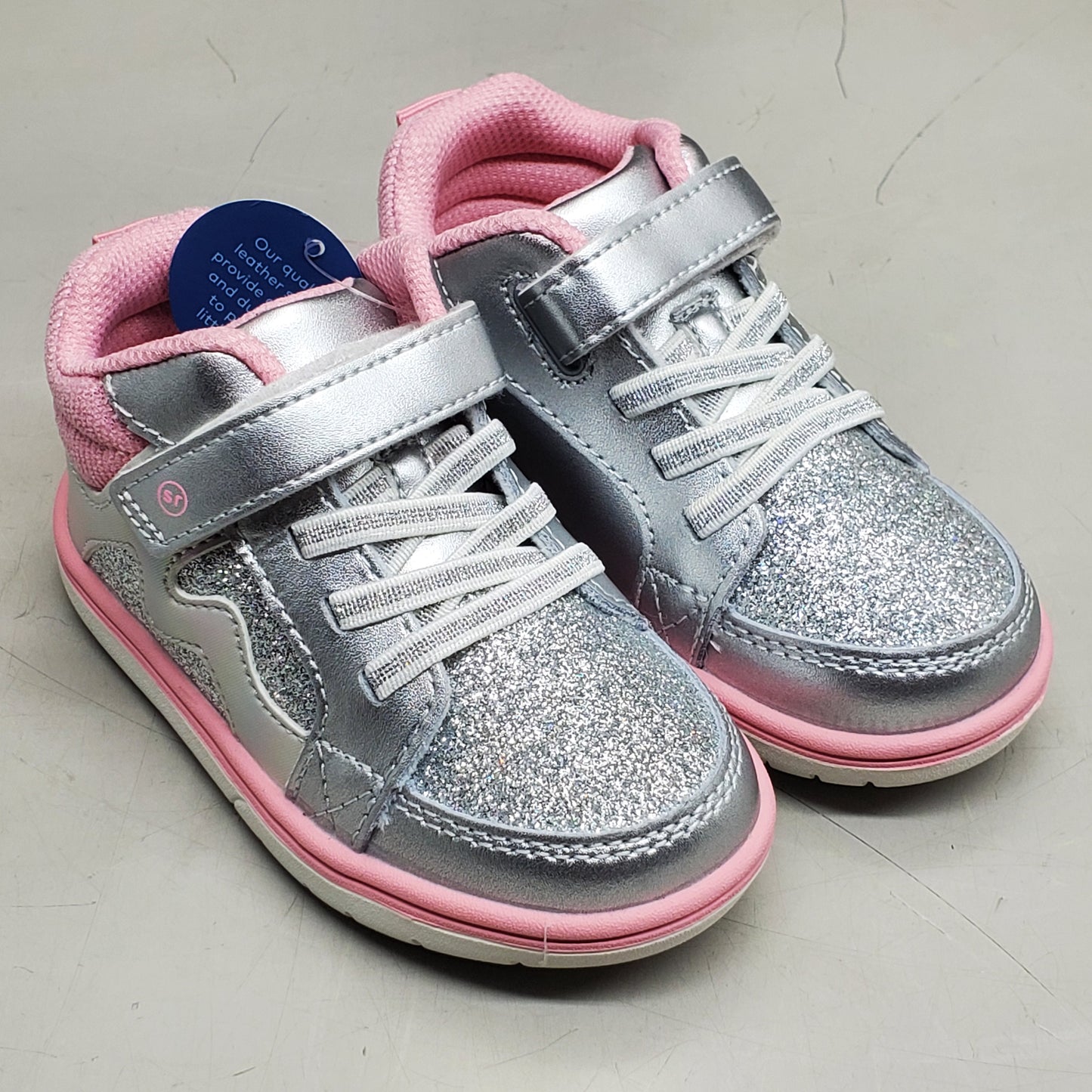 STRIDE RITE SRT Ames Sneaker Shoe Little Kid 7W Silver/Rainbow BG038805