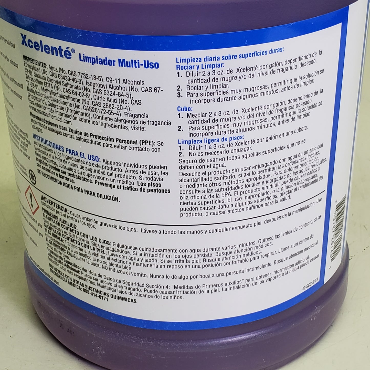 ZA@ SPARTAN Xcelente Multi-purpose Cleaner Long Lasting Fragrance 1 gal 0019 D