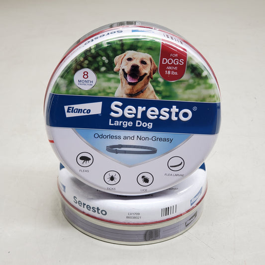 Z@ SERESTO (2 PACK) Elanco Flea & Tick Collar for Large Dogs Above 18 lbs 8 Month Protection