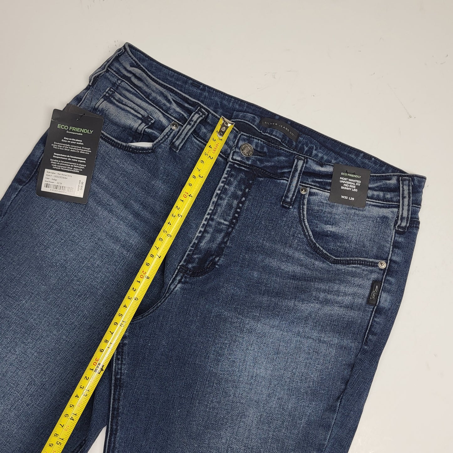 SILVER JEANS CO. Most Wanted Universal Skinny Leg Eco Friendly Sz 33/29 Indigo