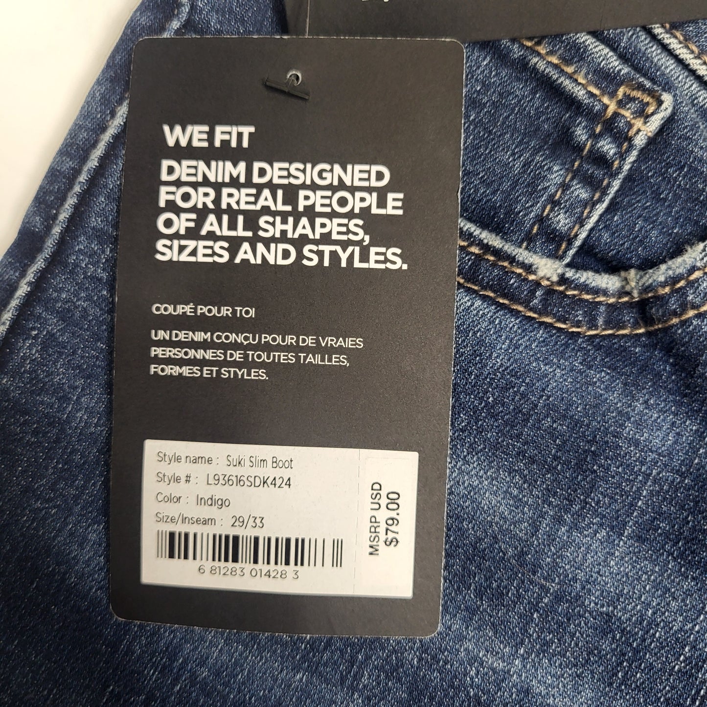 SILVER JEANS CO. Suki Curvy Fit Mid Rise Slim Boot Sz 29/33 Indigo L93616SDK424