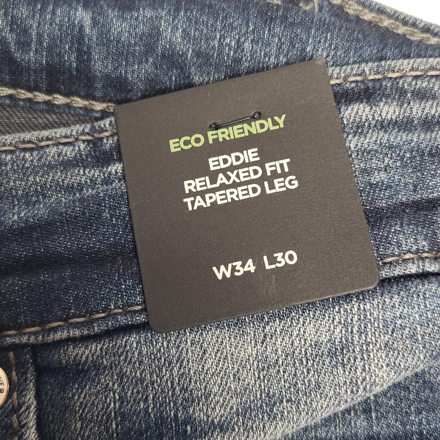 SILVER JEANS CO. Eddie Tapered Leg Eco Friendly Sz 34/30 Indigo M42977RAS396
