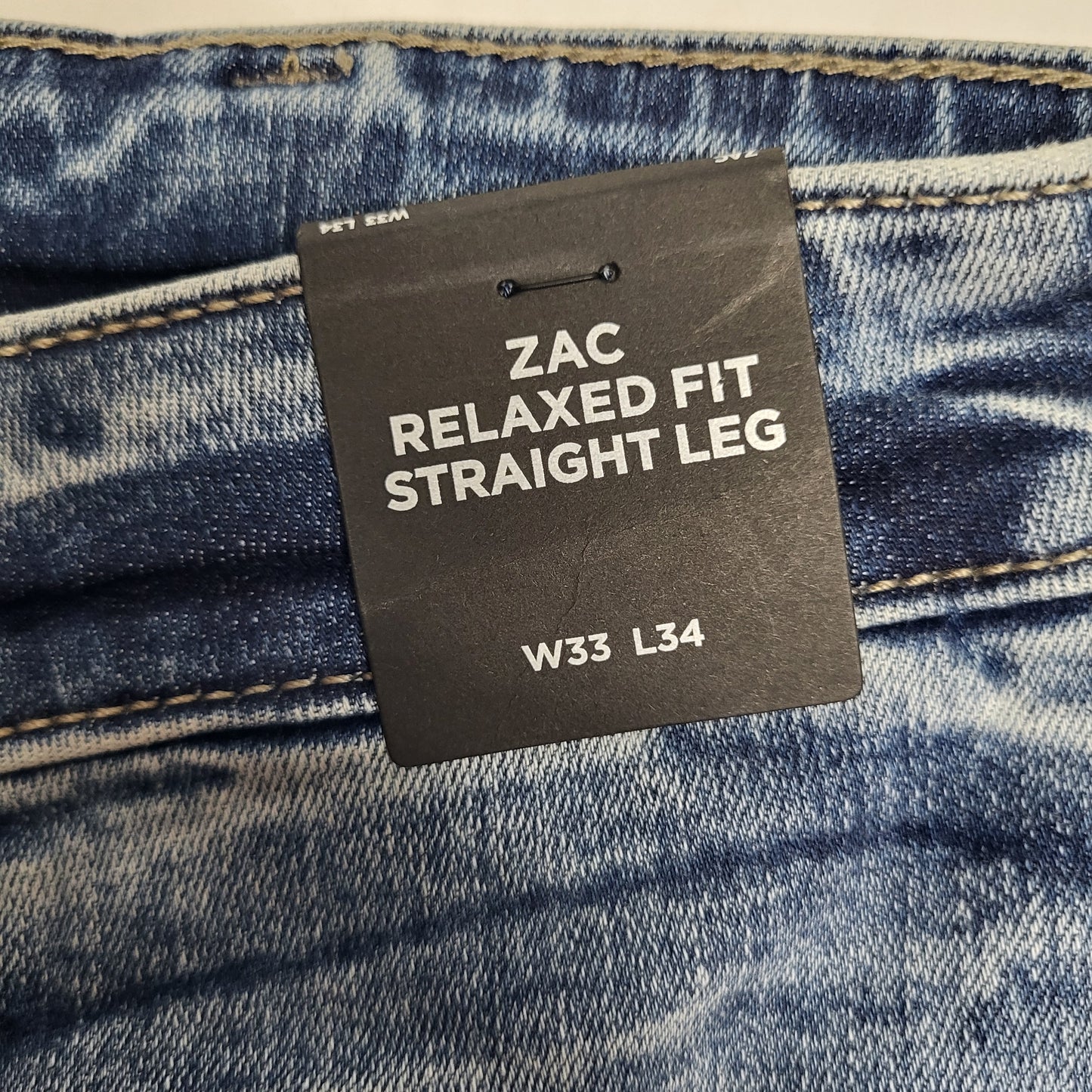 SILVER JEANS CO. Zac Relaxed Fit Straight Leg Sz 33/34 Indigo M42404EDK267