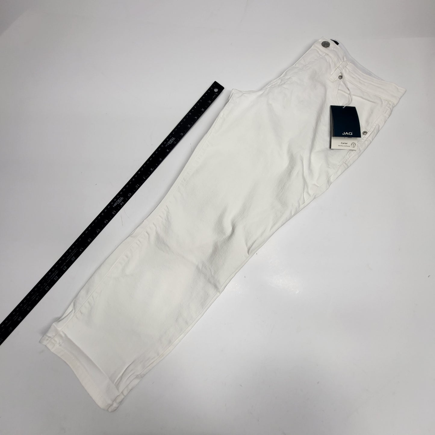 JAG Carter Mid-Rise Smoothing Girlfriend Womens Sz 14P/24 White JP2967CBD618