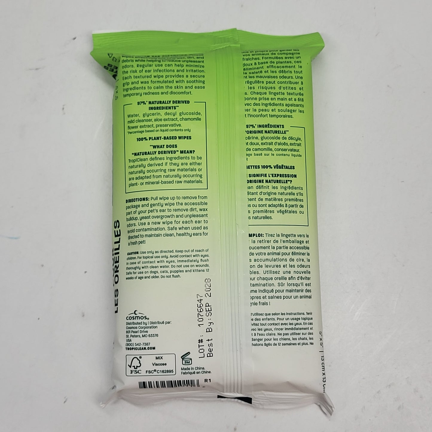 TROPICLEAN (4 PACK) Cleansing Moist Pet Ear Wipes Fragrance Free 50 Wipes