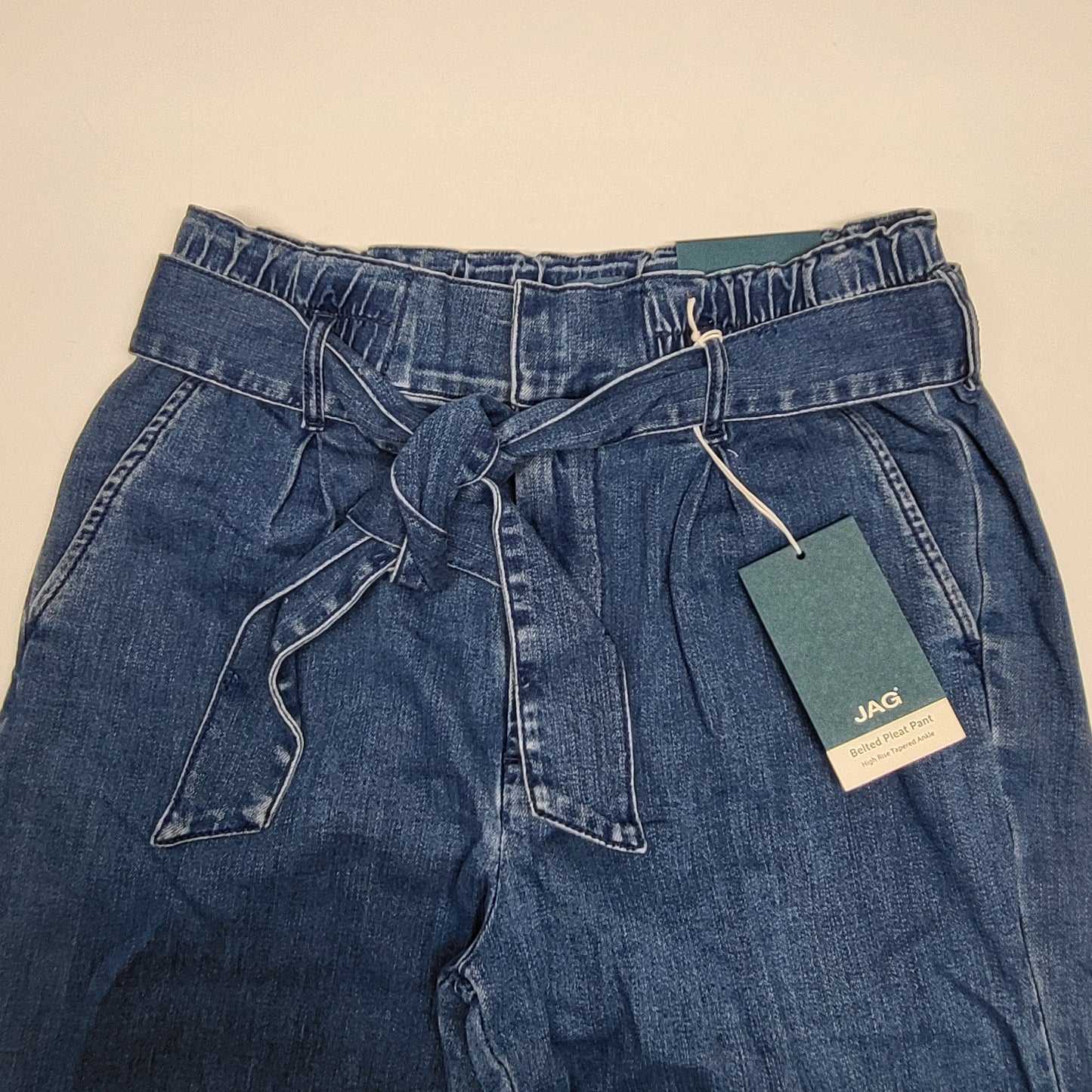 JAG Belted Pleat High Rise Tapered Ankle Womens Sz 6/27 Blue Nova J2882SAP325