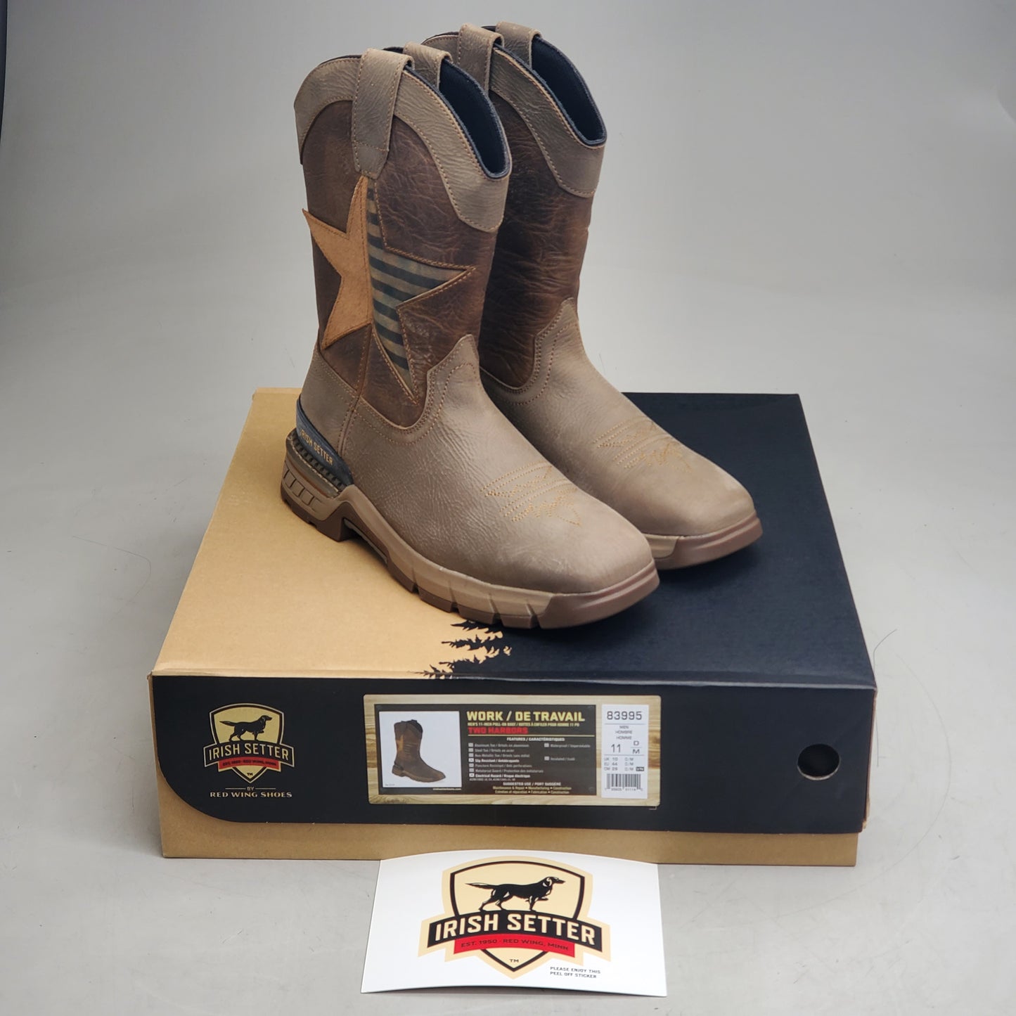 RED WING Irish Setter Two Harbors 11" Pull-on Boot Work Men's SZ 11D Brown 83995 American Star