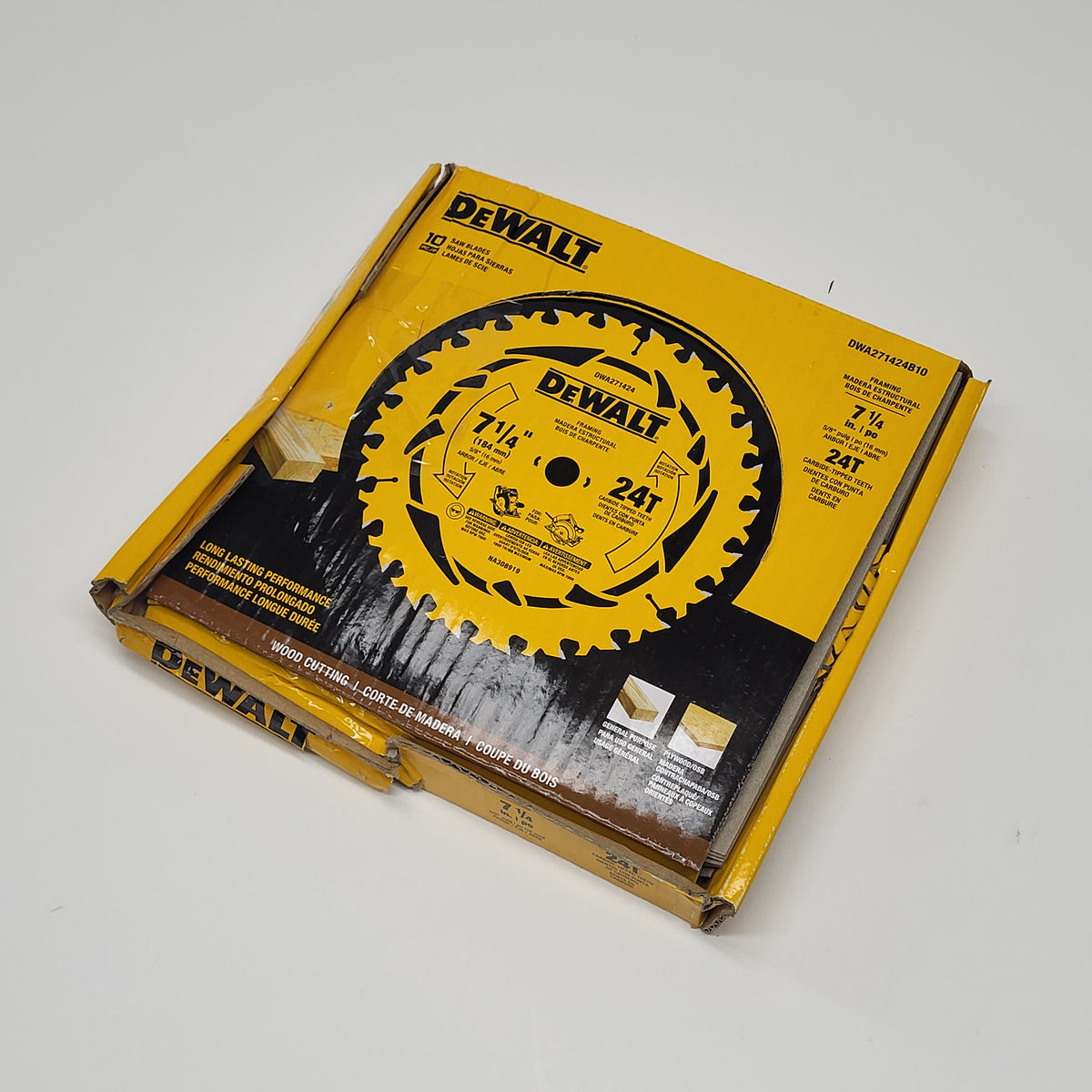 DEWALT (10 PACK) Rotating Saw Blades 24t   7.25in DWA271424B10 (Damaged Box)