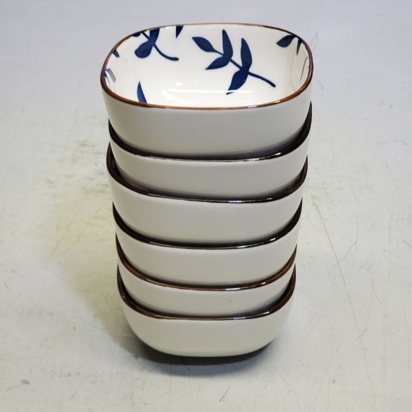 ZA@ IVYMEI (6 Piece) Mini Ceramic Dipping Sauce Dish Rice Bowls 6oz-3.5"Wx1.75"H Blue / White 6PSWAN G