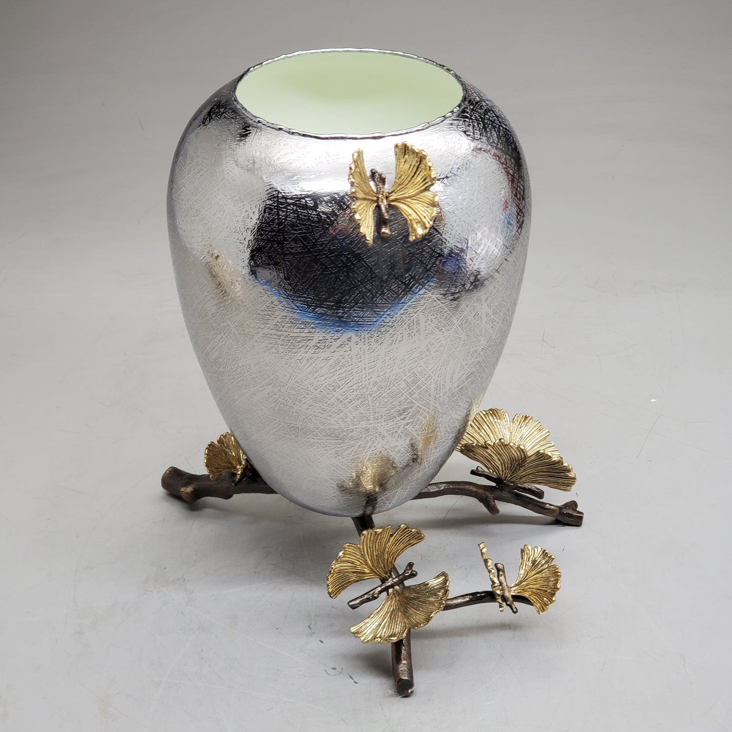 MICHAEL ARAM Butterfly Ginkgo Medium Vase 9.5" x 11" x 13.5" Bronze / Stainless 175752