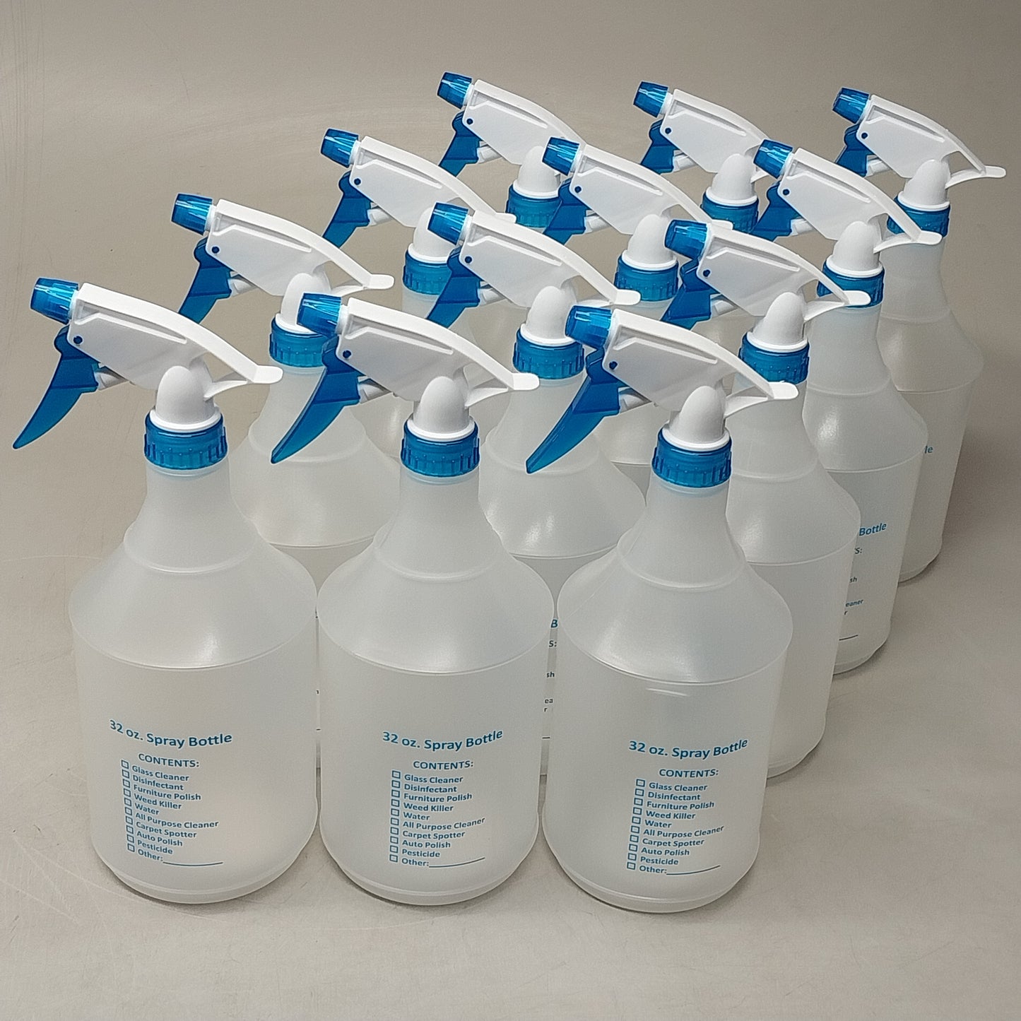 WHITMOR (12 Pack) Spray Bottle 32 oz Clear/Blue