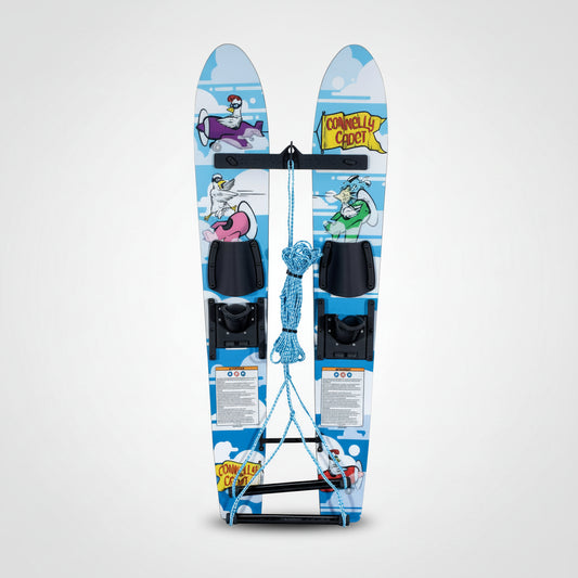 CONNELLY Cadet Youth Water Skis Adj Trainers 45" Blue W/ Cartoons 61240310