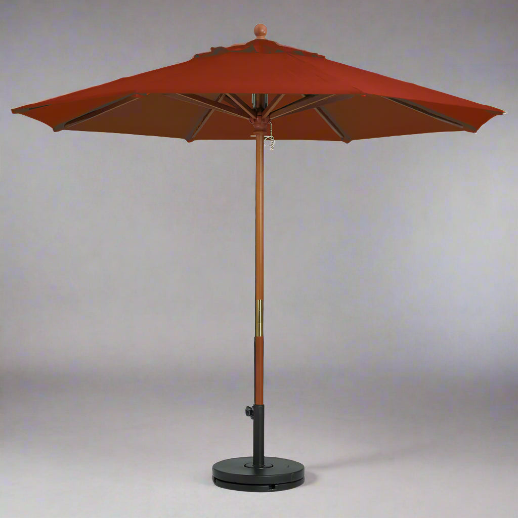 GROSFILLEX Wooden Market Outdoor Umbrella 7' Fits 1-1/2" Holes Terra Cotta