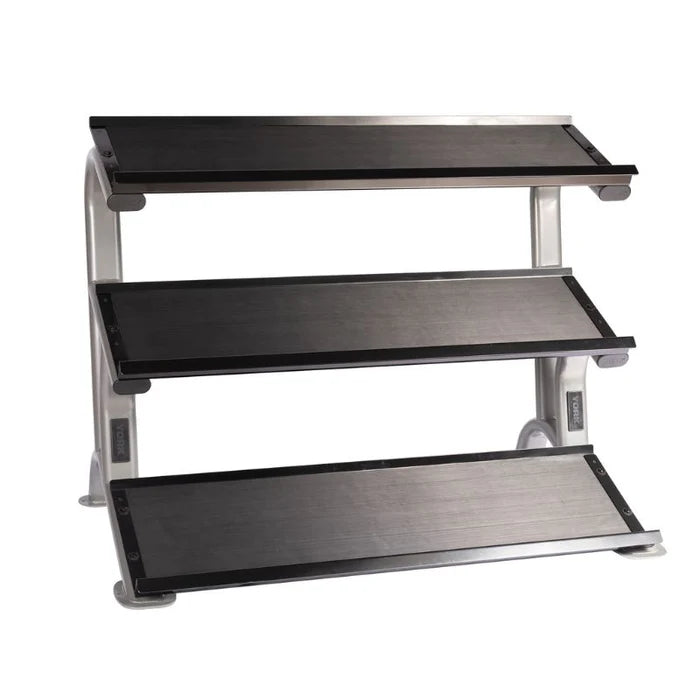 York Barbell 3 Tier Dumbbell Tray Rack 57" L x 33.5" W x 34.5" H Black 69049