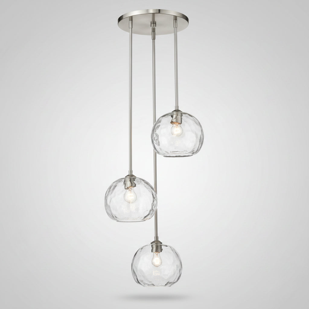 Z-LITE 3 Light Pendant Modern Eye Catching Fixture Silver/Clear 490P10-3R-BN