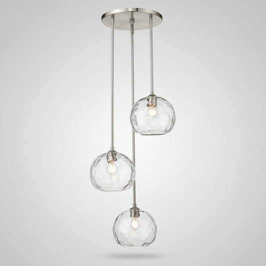 Z-LITE 3 Light Pendant Modern Eye Catching Fixture Silver/Clear 490P10-3R-BN