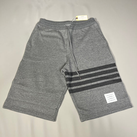 THOM BROWNE Classic Sweat Shorts in Tonal 4 Bar Loop Back Med Grey Size 3 (New)