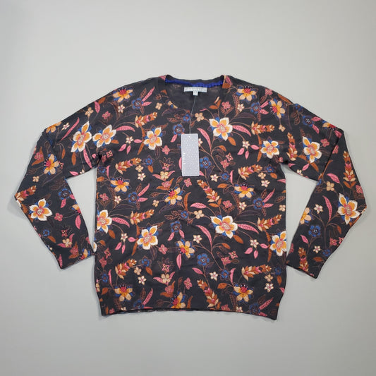 DANIEL RAINN Lyna Crew Neck Floral Sweater Women's Sz M Color Black D70005SR2 New