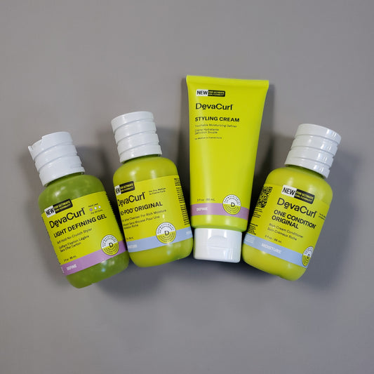 DEVACURL The Essential Starter Kit No-Poo, One Condition, Styling Cream, Defining Gel (New)