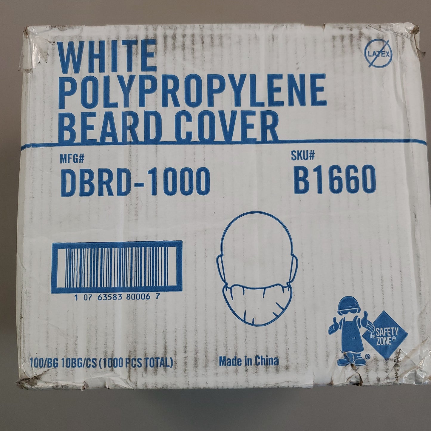 SAFETY ZONE Lot of 1000 Polypropylene Beard Covers White DBRD-1000 (New)