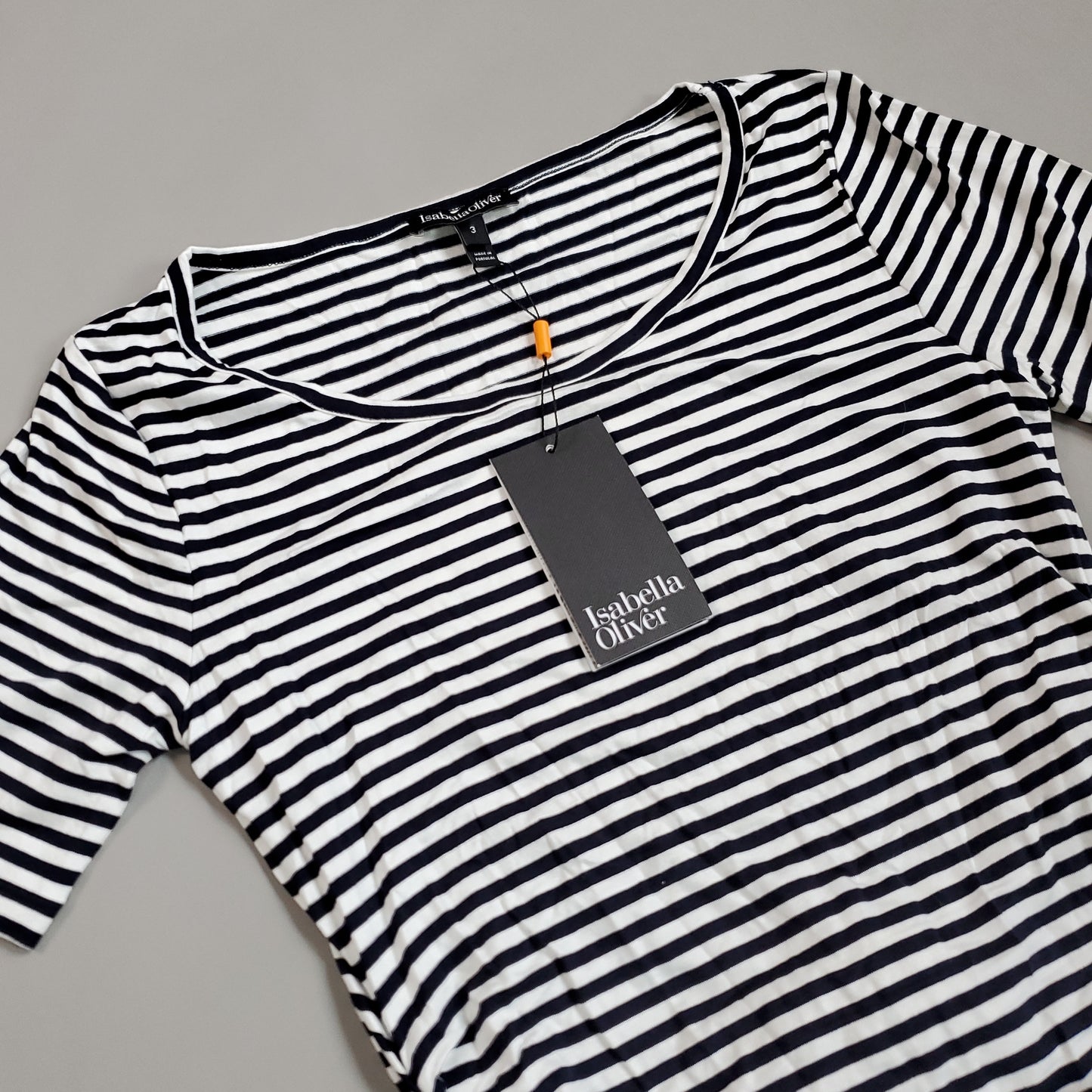 ISABELLA OLIVER Jenna Maternity Striped T-Shirt Dress Navy & Off White Women's Sz 3 (New)