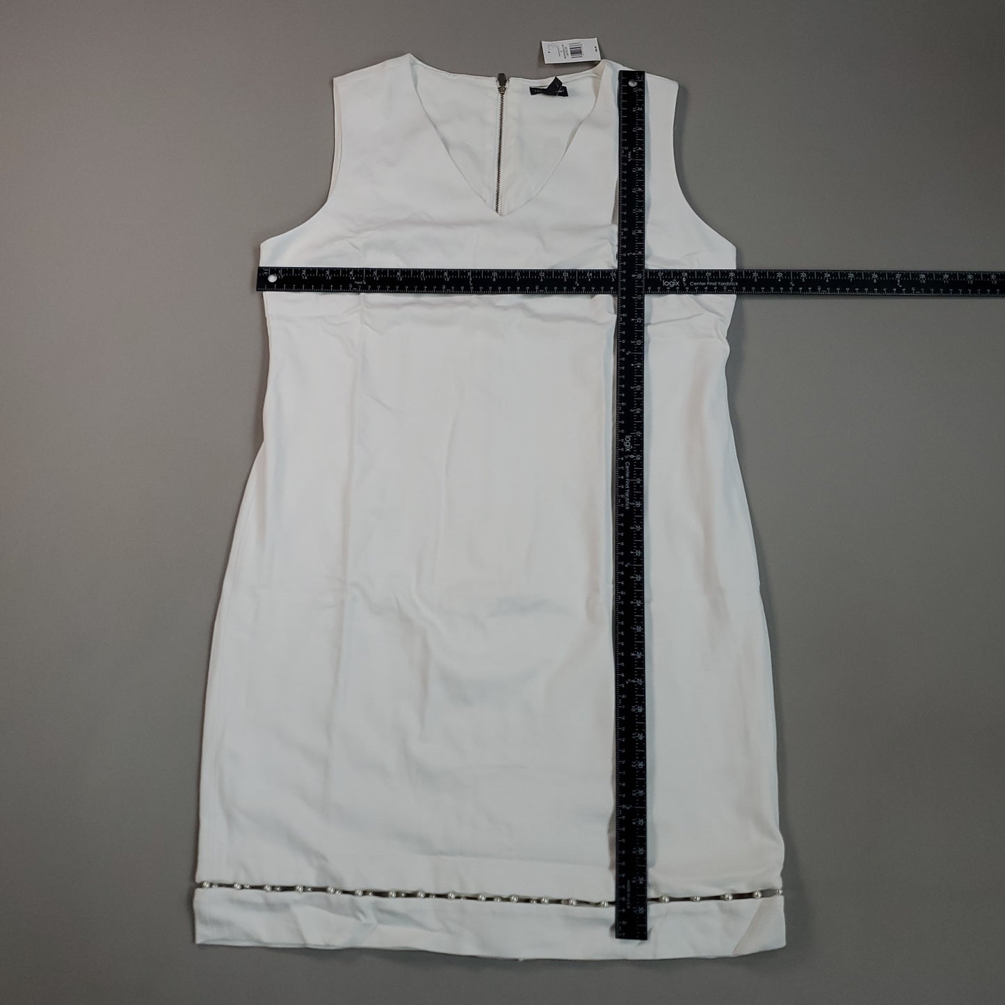 THE LIMITED Sheath Point Pearl Trim Dress Women's Sz 14 Marshmallow (New)