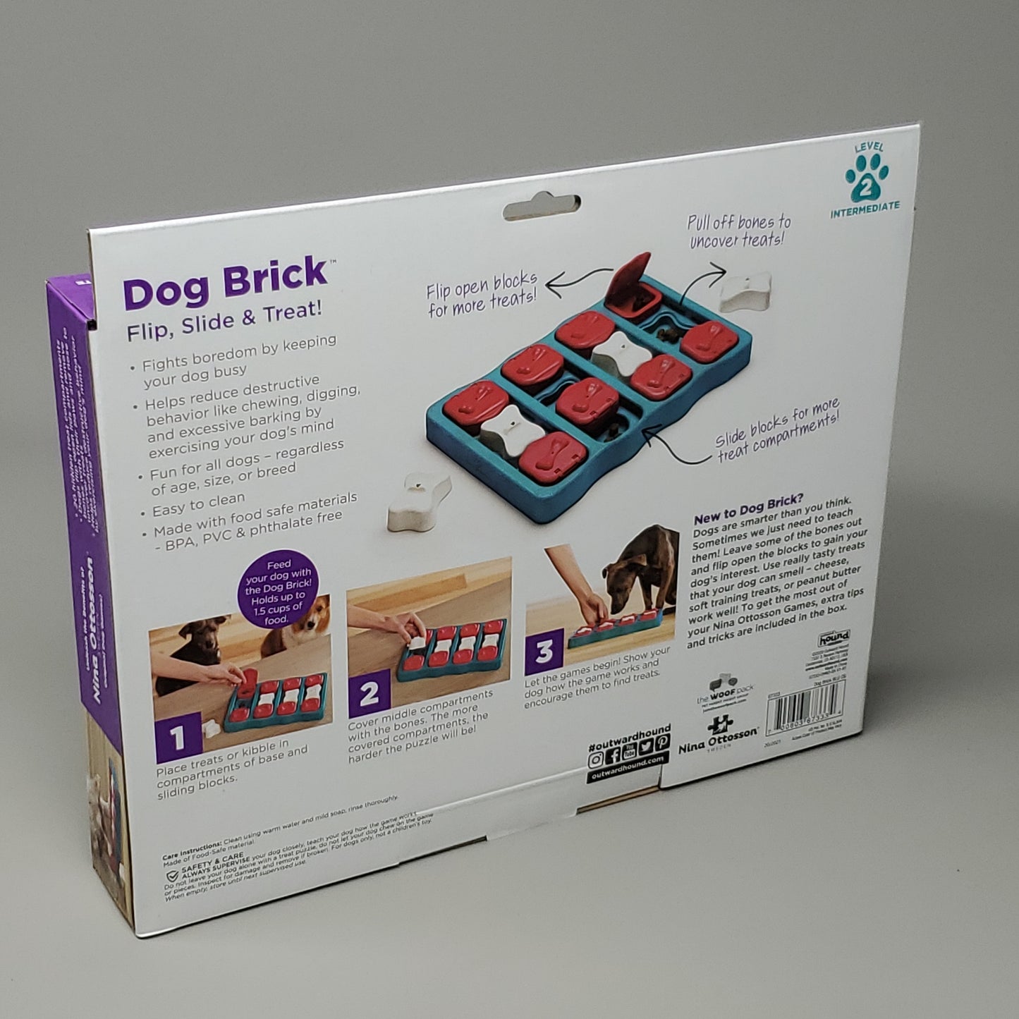 NINA OTTOSSON Outward Hound Level 2 Dog Brick Flip, Slide & Treat Skill 67333 (New)