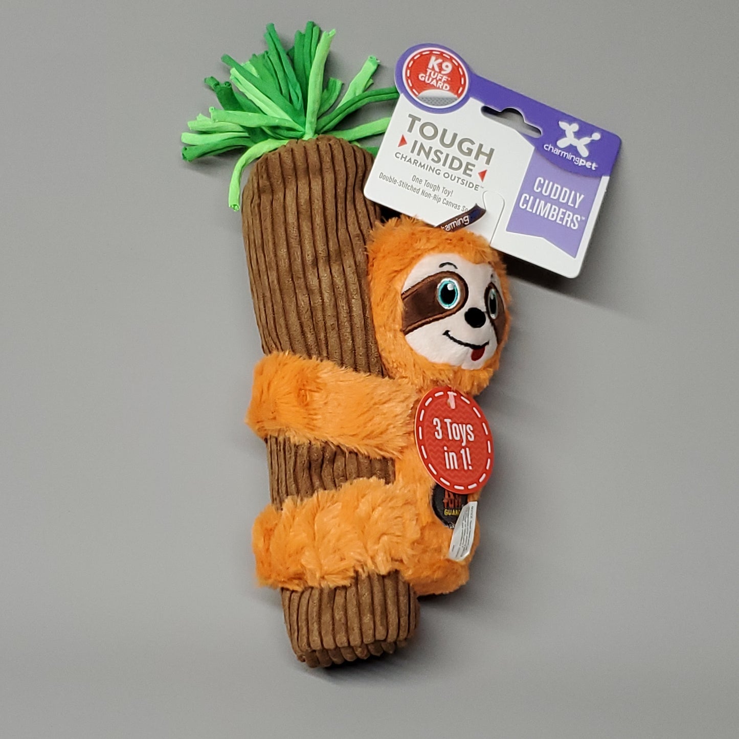 CHARMING PET Cuddly Climbers Sloth Plush K9 Tuff Guard Ultra Durable 69988 Orange (New)