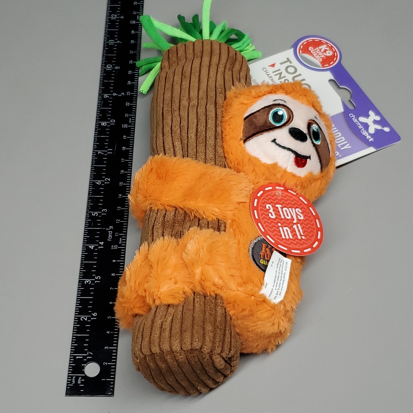 CHARMING PET Cuddly Climbers Sloth Plush K9 Tuff Guard Ultra Durable 69988 Orange (New)