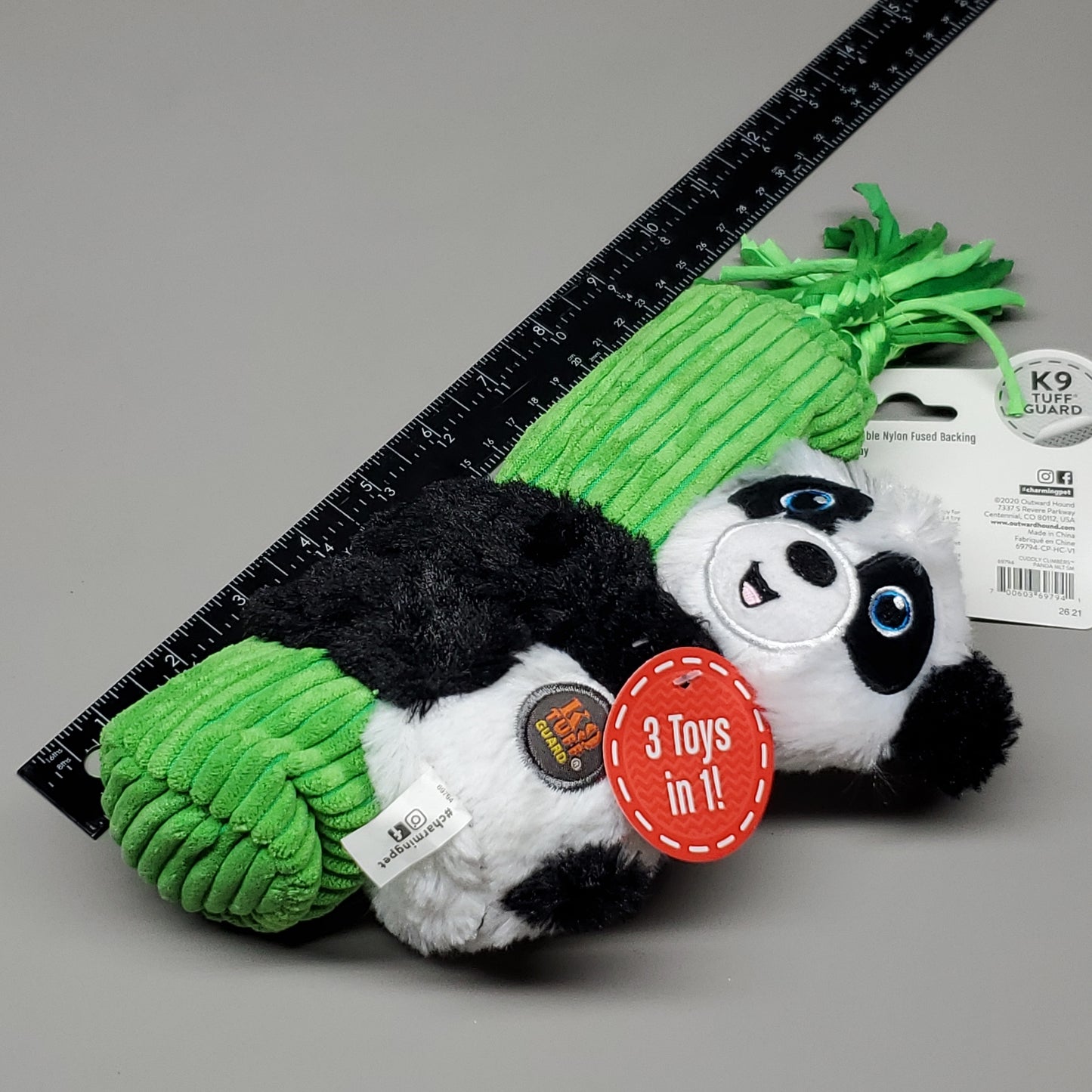 CHARMING PET Cuddly Climbers Panda Plush K9 Tuff Guard Ultra Durable 69794 Black/White (New)