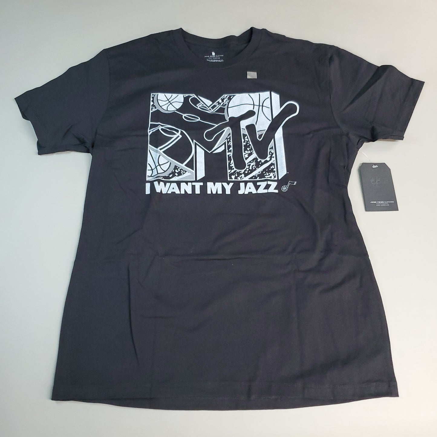 JUNK FOOD NBA MTV Short Sleeve T-Shirt I Want My Jazz Top Men's Sz M Black (New)