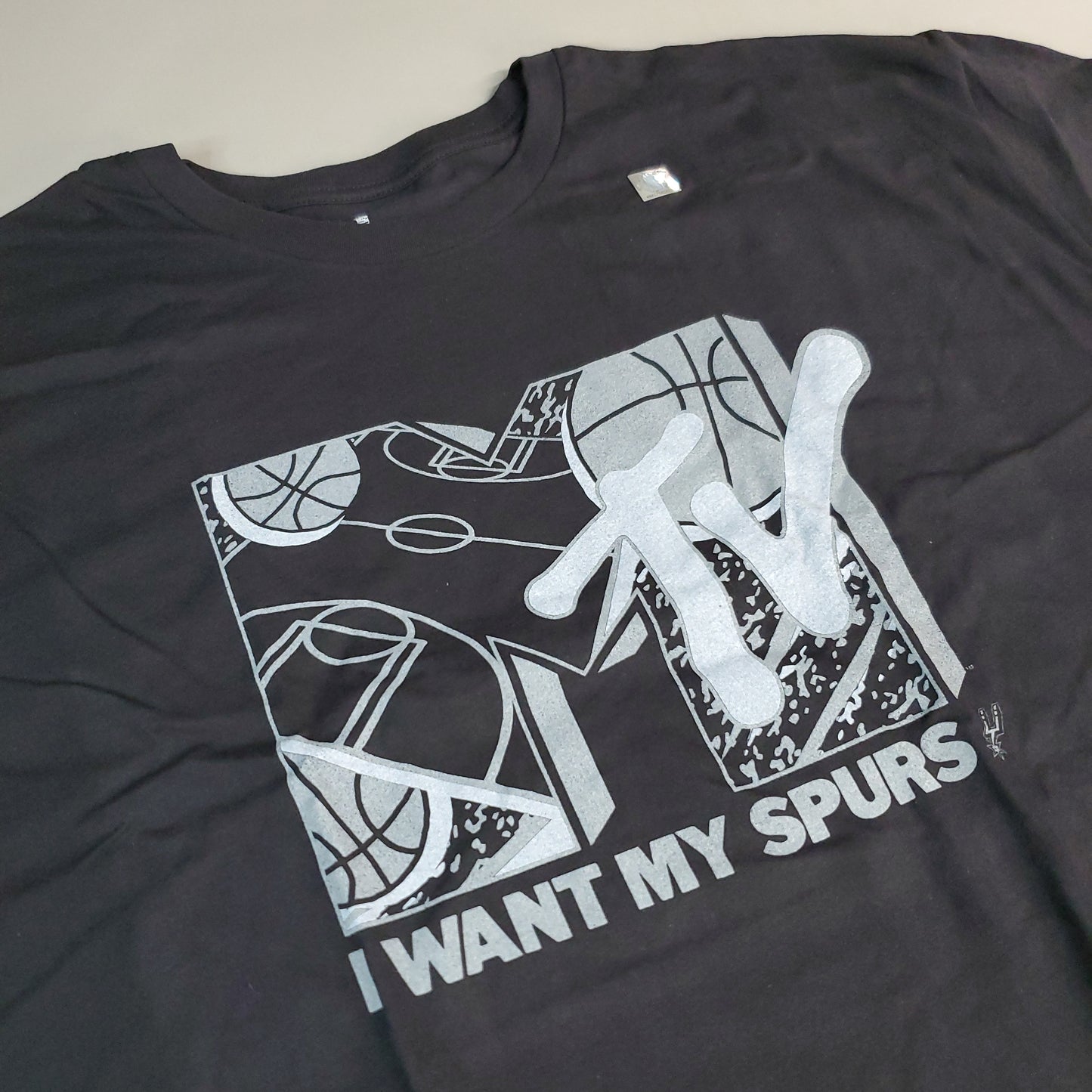 JUNK FOOD NBA MTV Short Sleeve T-Shirt I Want My Spurs Top Men's Sz XXL Black (New)