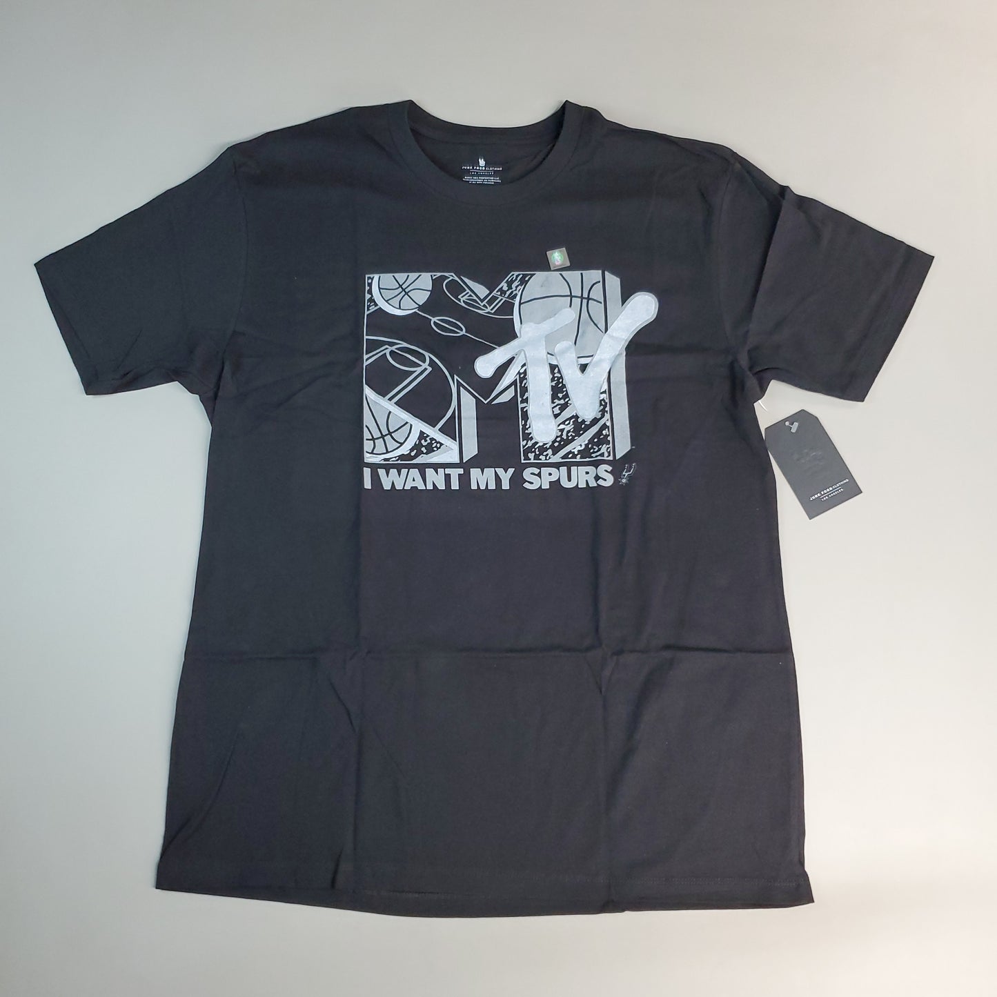 JUNK FOOD NBA MTV Short Sleeve T-Shirt I Want My Spurs Top Men's Sz L Black (New)