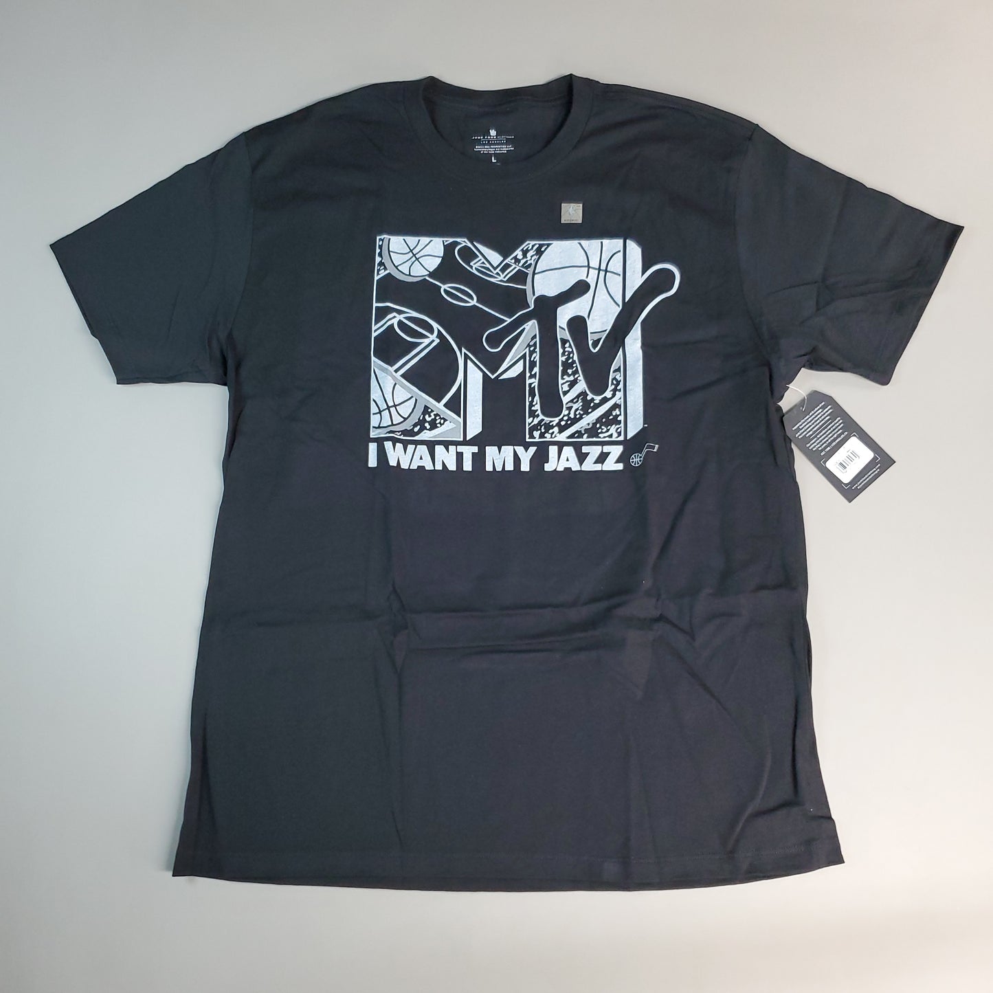 JUNK FOOD NBA MTV Short Sleeve T-Shirt I Want My Jazz Top Men's Sz L Black (New)