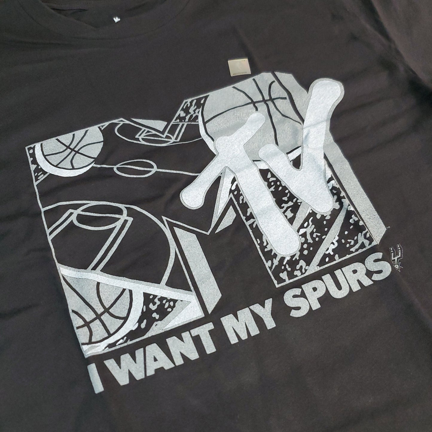 JUNK FOOD NBA MTV Short Sleeve T-Shirt I Want My Spurs Top Men's Sz M Black (New)