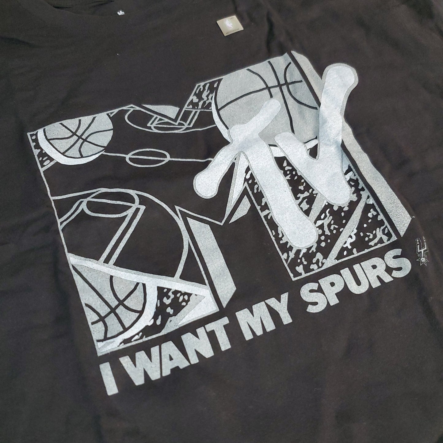 JUNK FOOD NBA MTV Short Sleeve T-Shirt I Want My Spurs Top Men's Sz 3XL Black (New)