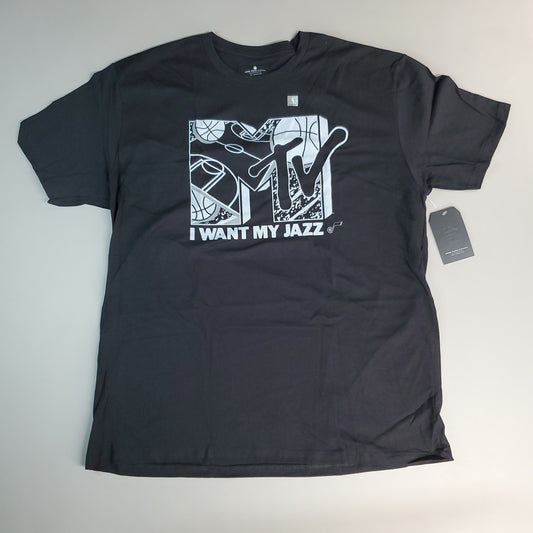 JUNK FOOD NBA MTV Short Sleeve T-Shirt I Want My Jazz Top Men's Sz XL Black (New)
