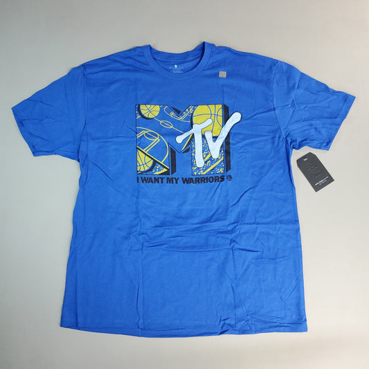 JUNK FOOD NBA MTV Short Sleeve T-Shirt I Want My Warriors Men's Sz XL Blue (New)