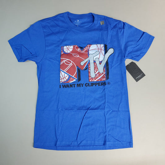 JUNK FOOD NBA MTV Short Sleeve T-Shirt I Want My Clippers Men's Sz S Blue (New)