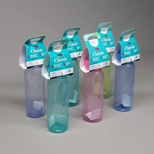 EVENFLO (6 PACK) Feeding Classic Twist Baby Bottles 8 oz 4 Colors 3013-437 (New)