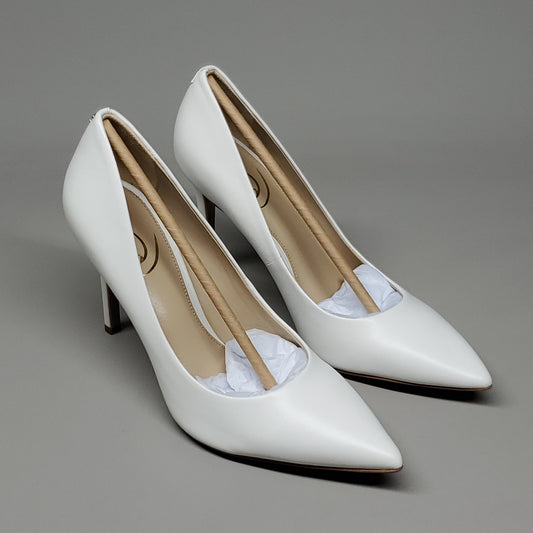 SAM EDELMAN Hazel High Heel Leather Shoes Women's Sz 8.5 Bright White E5638LC102 (New)