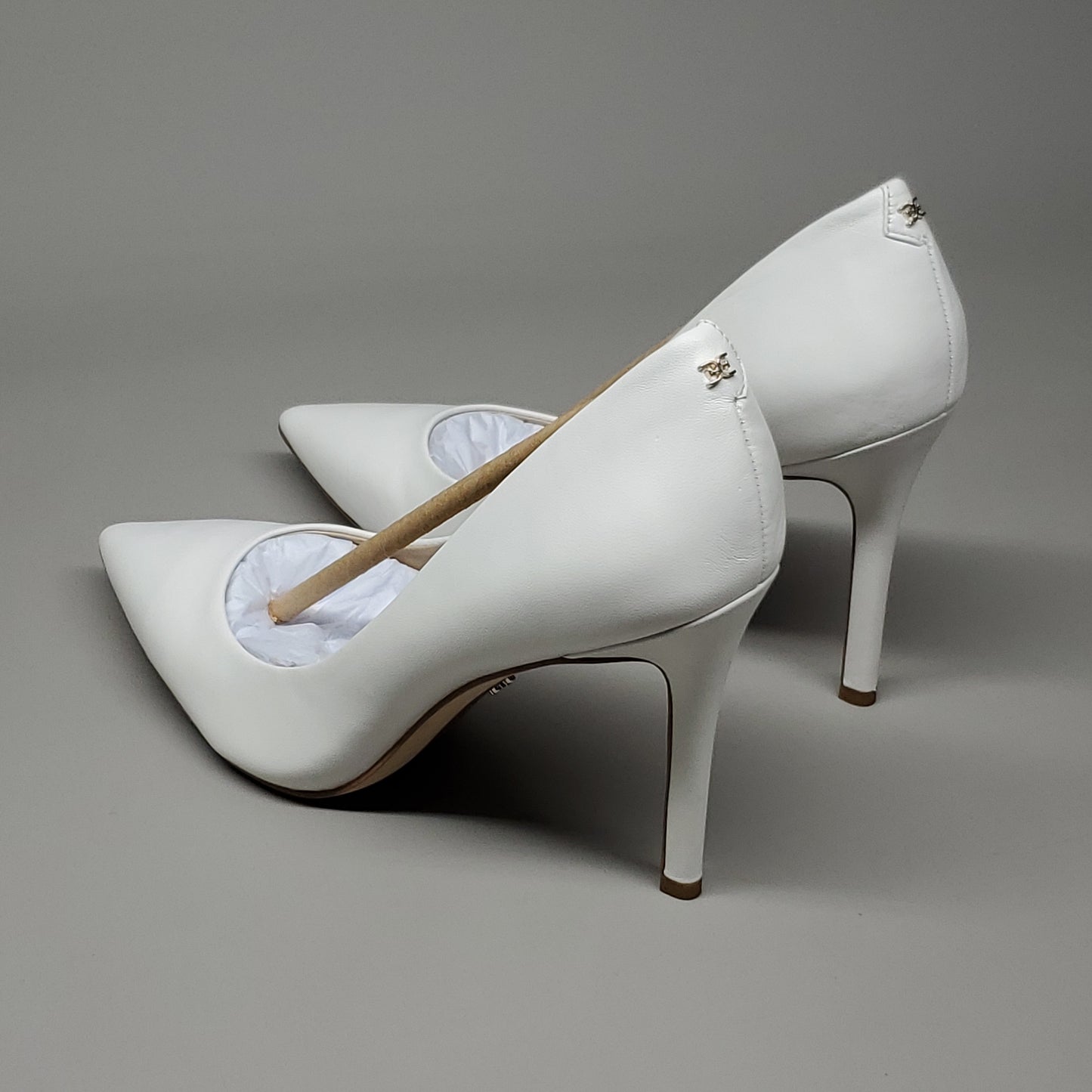 SAM EDELMAN Hazel High Heel Leather Shoes Women's Sz 8.5 Bright White E5638LC102 (New)