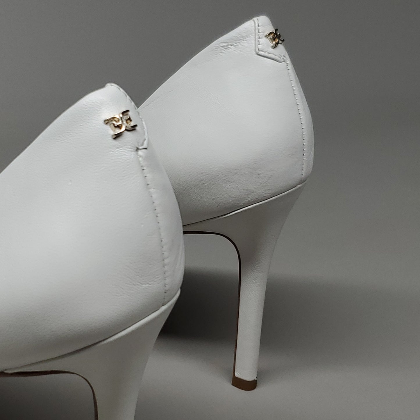 SAM EDELMAN Hazel High Heel Leather Shoes Women's Sz 7.5 Bright White E5638LC102 (New)
