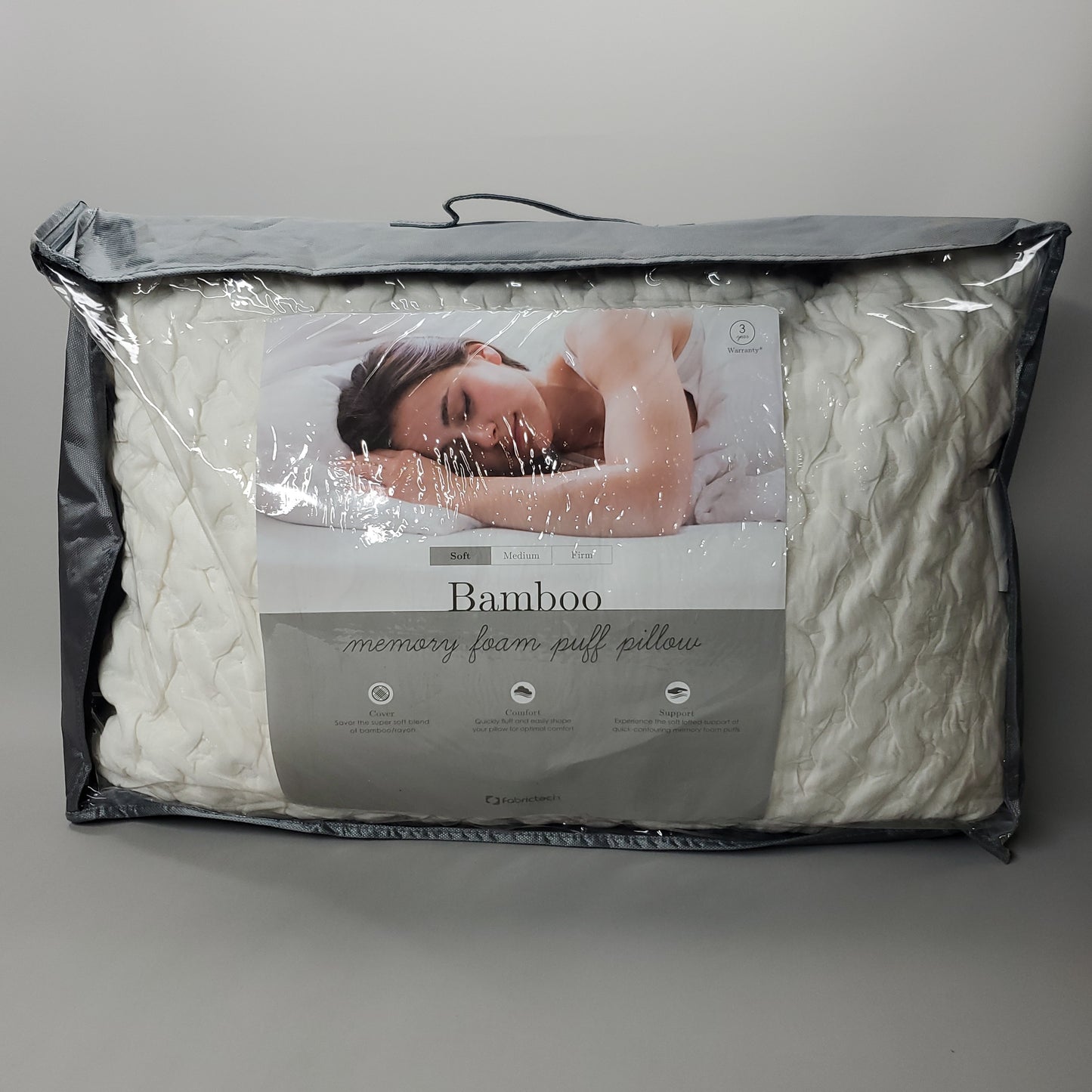 PURECARE FABRITECH Memory Foam Puff Pillow Soft Queen 30 IN X 20 IN X 5 IN FTB916 (New)