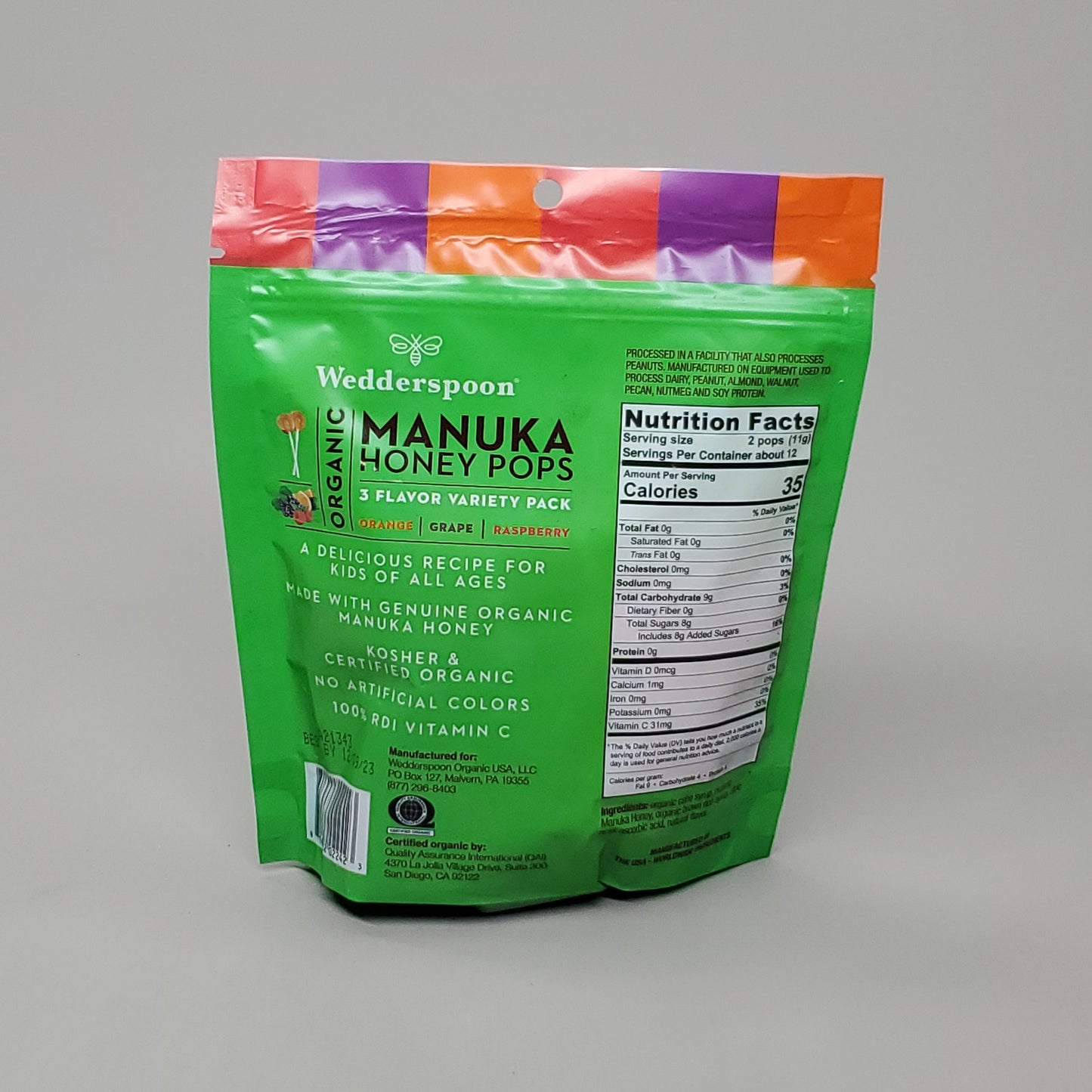 za@ WEDDERSPOON Pack of 3 Organic Manuka Honey Pops 3 Flavor 24 CT 4.15 OZ Best By 12/23 (New) E