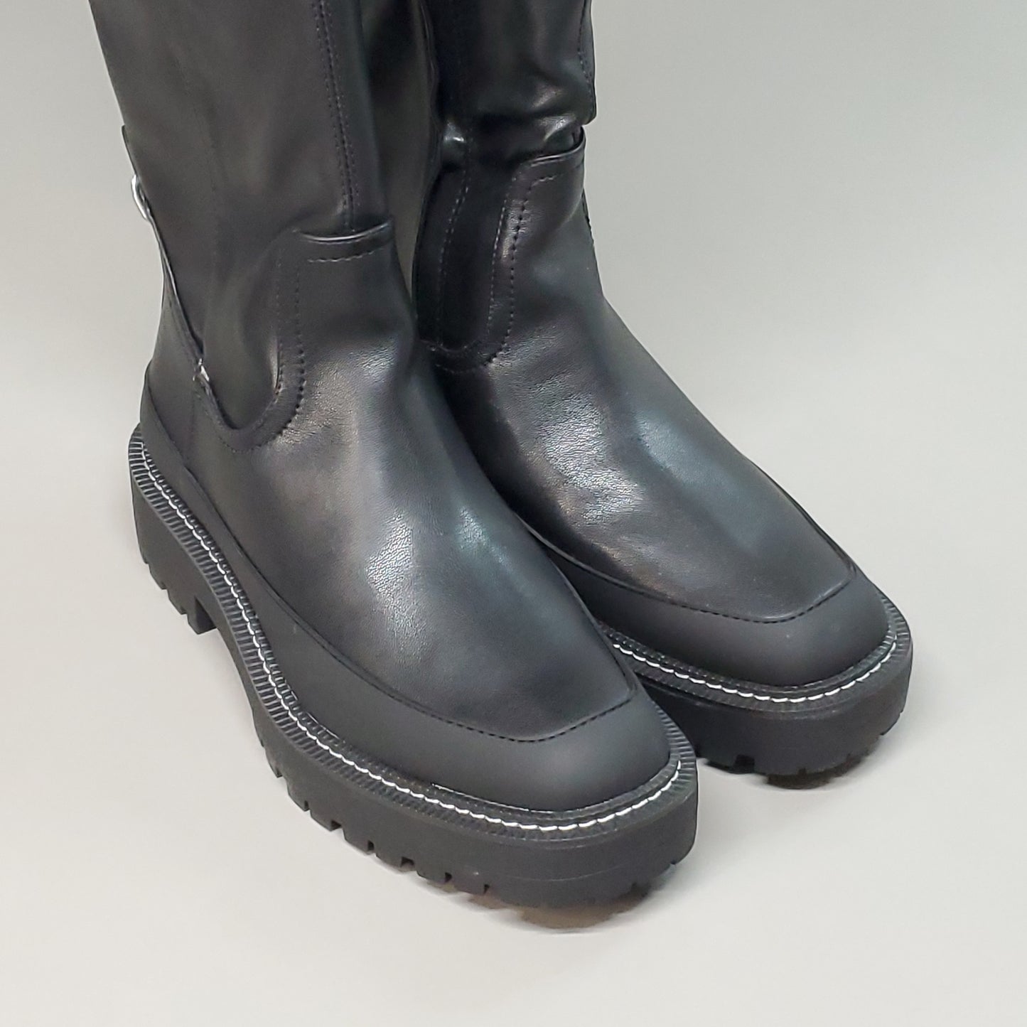 SAM EDELMAN Lerue Nappa Tall Leather Riding Boots Women's Sz 7.5 M Black H8522L1001 (New)